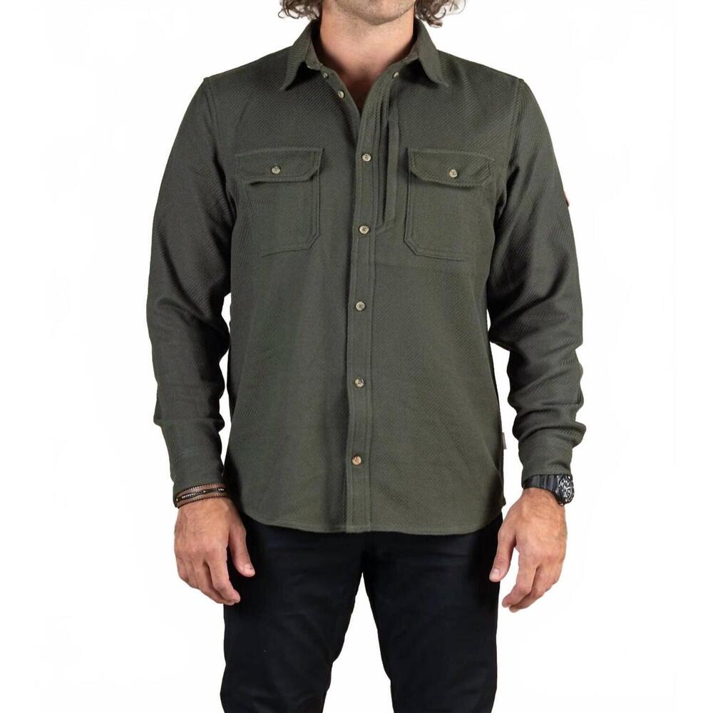 NEW LIVSN benchmark field flannel shirt in dark olive